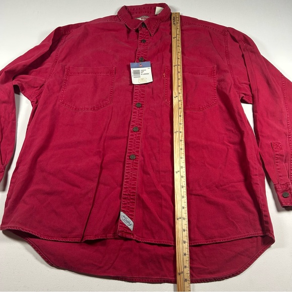 Vintage 90s Levi’s Jeanswear Red Tab Button Up Red Denim Shirt Mens XL Deadstock - Picture 4 of 8